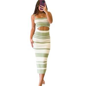 Mable Multi Striped Knit Dress - Sage